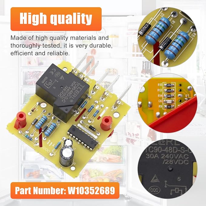 W10352689 Refrigerator Main Control Board Adaptive Defrost Board Compatible with Whirlpool, Kenmore, Maytag, KitchenAid Replaces 4388931, WPW10352689, AP6020253, PS11753571