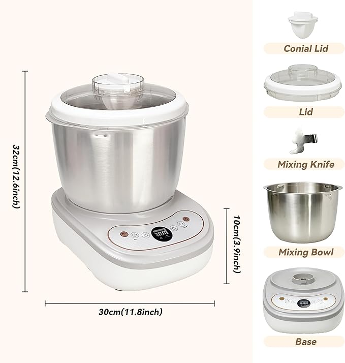 Dough Maker with Ferment Function 7.4Qt Large Capacity Dough Mixer,Commercial&Household Bread Mixer for Pizza, Noodles, Bread,Sourdough Kneading Machine with Stainless Steel Bowl, Face-up Touch Panel