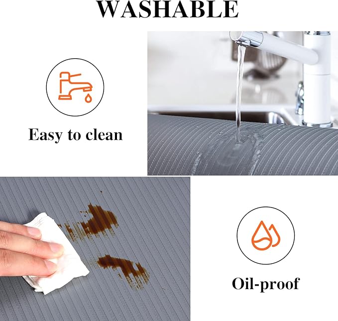 Shelf Liners for Kitchen Cabinets, 16Inch x 20Ft, Non Adhesive Shelf Liner, Non-Slip Kitchen Drawer Liners, Waterproof Durable Cabinet Liners for Shelves, Refrigerator, Pantry, Dark Gray