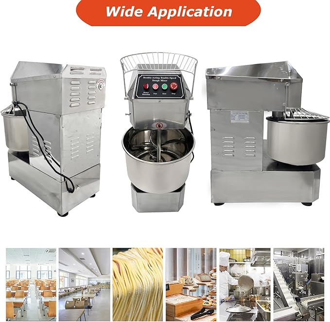 INTSUPERMAI Commercial Dough Mixer Machine Electric Food Mixer with Double Action Double Speed Spiral Mixing for Schools Bakeries Restaurants Pizzerias 110V 30L Capacity