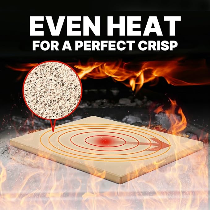 15"x12" Rectangular Pizza Stone for Oven, Grill & Camping, Cordierite Baking Stone with High Heat Resistance