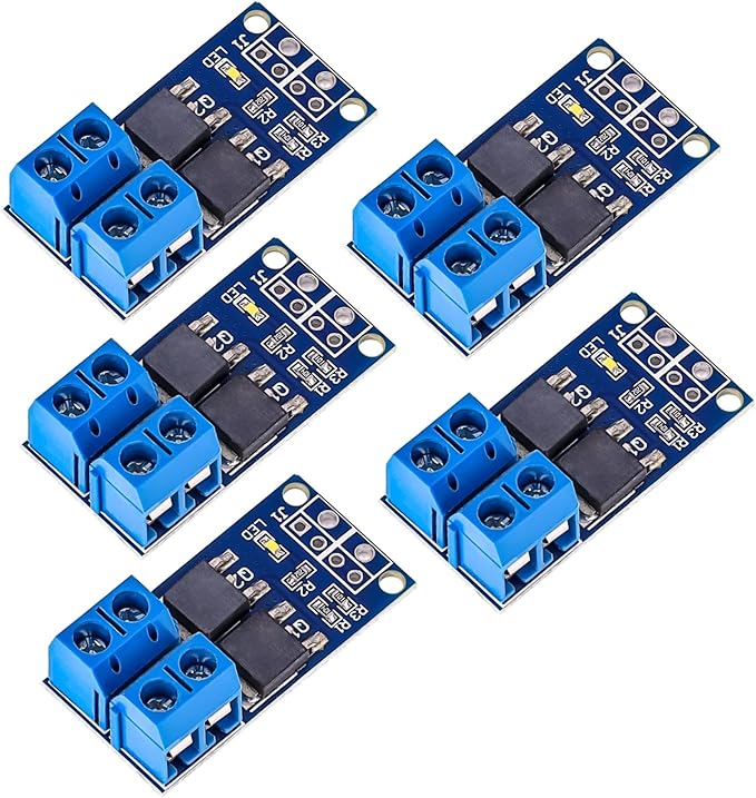 Mosfet 5PCS DC 400W 5V-36V Dual Mosfet High-Power Motor Controller Trigger Switch Drive Module 0-20KHz PWM Adjustment Electronic Switch Control Board Motor Speed Control Lamp Brightness Control