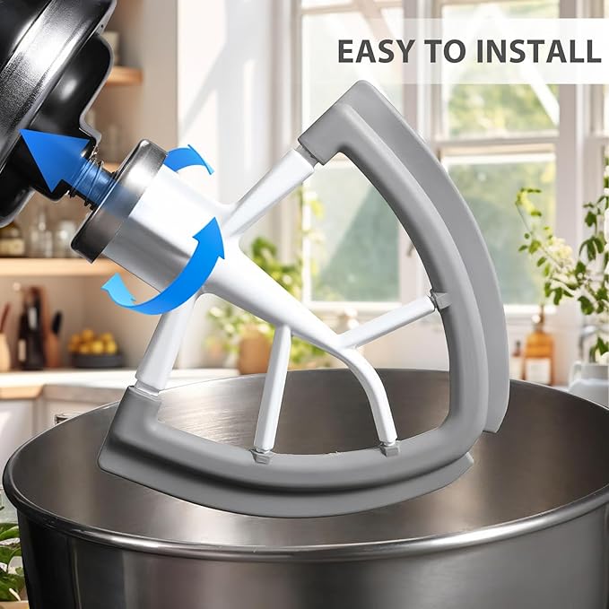 Flex Edge Beater, Stand Mixer Accessories and Attachments, Standing Mixer Accessory Fits Tilt Head Stand Mixer for 4.5-5 QT Mixing Bowl, Silicone Edges