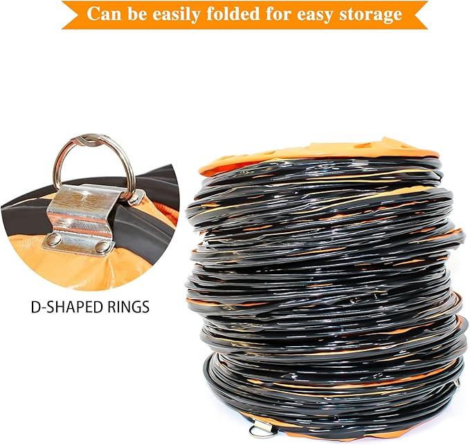 16"×16.4FT PVC Flexible Duct Hose, Flame Retardant HVAC Ducting with Adjustable Rope, D Hook & Steel Support for Ventilation, Exhaust, Drying, and Cooling Applications
