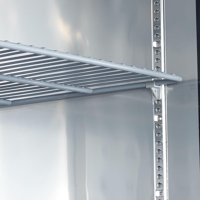 HECMAC 54" Commercial Freezer, 49 Cu.ft Reach-In Upright Fridge with 2 Solid Door, -8~0℉,18-8 Stainless Steel Interior, 6 Shelves, ETL&NSF/ANSI 7 for Restaurant, Bar, Shop, Kitchen Use