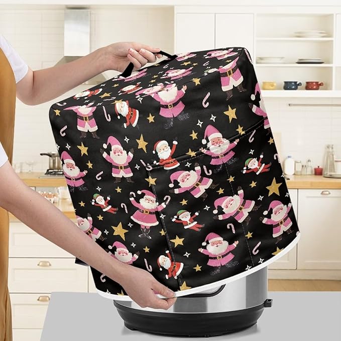 Santa Claus Dust Cover Instant Pot and Extra Accessories Dust Proof Easy to Clean Pressure Cooker Cover Electric Appliance Cover Air Fryer Accessories with Storage Pocket Size S