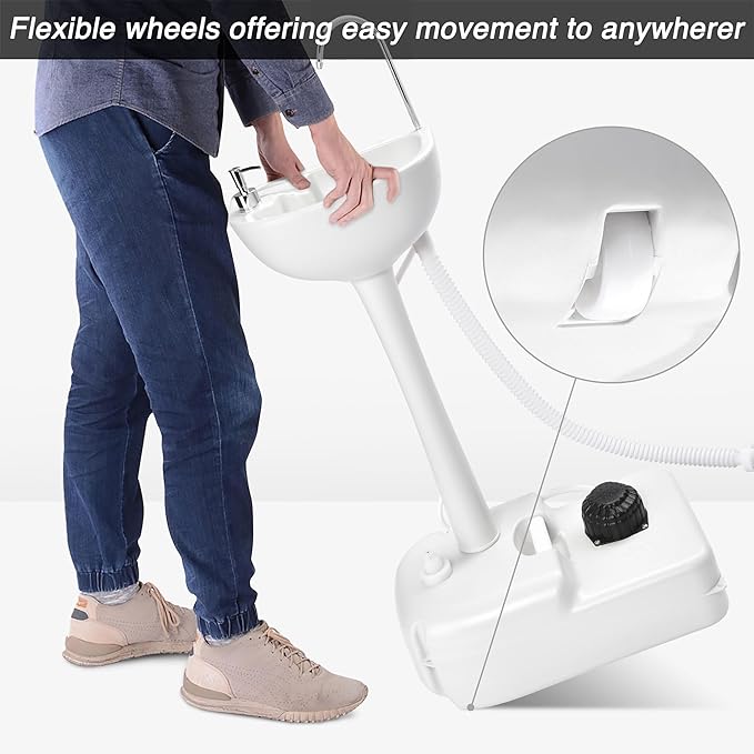 Yescom 17L Portable Sink Hand Wash Station with Pump & 2Pcs 24L Water Tank, Hand Washing Station for RV Travel Outdoor Camping Food Booth