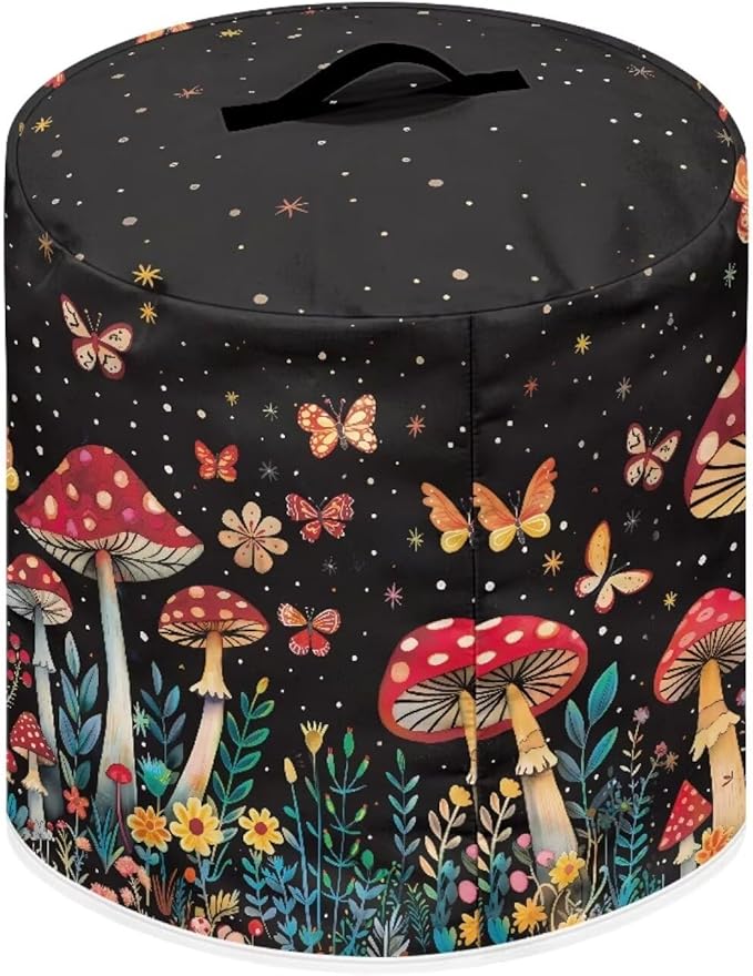 Small Appliance Covers for Air Fryer & Pressure Cooker, Appliance Dust Covers with Pockets Fits Pressure Cooker (6 Quart) and Extra Accessories - Butterfly Mushroom