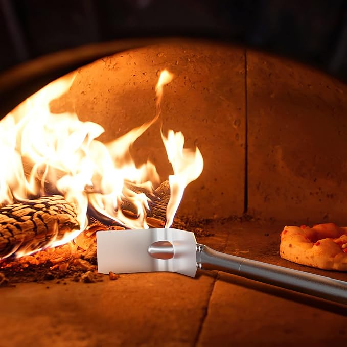 G.a HOMEFAVOR Pizza Oven Ash Rake, Stainless Steel Charcoal Rake Pizza Oven Accessories, 47 Inch Long Handle, Ash Rake Tool for Wood Fired Pizza Oven