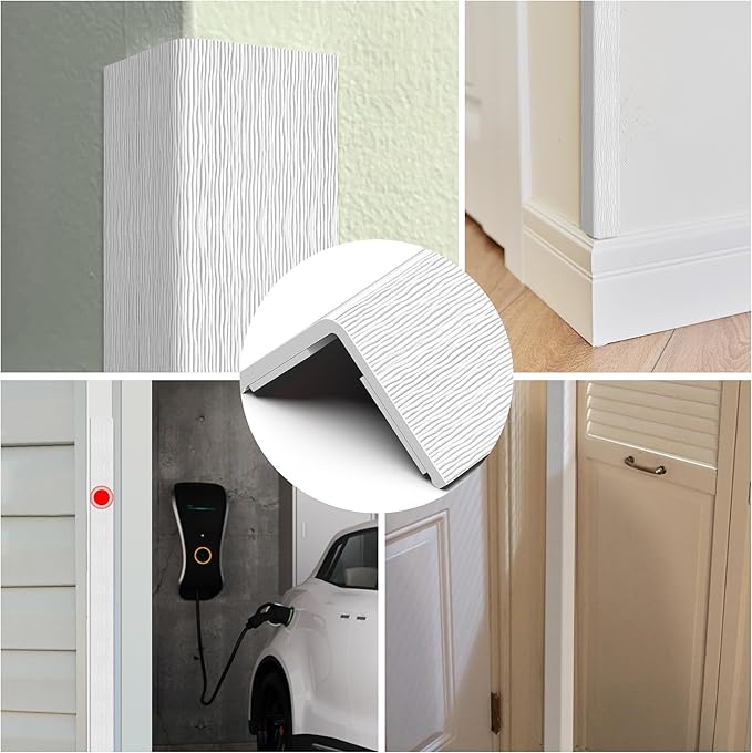 Wall Corner Protector, Walls Edge Protector，Self-Adhesive Wall Corner Guards,PVC Double Side Edge Protector， Furniture Stairs Guard (White Wood Grain 2PCS 120cm/47.2in)
