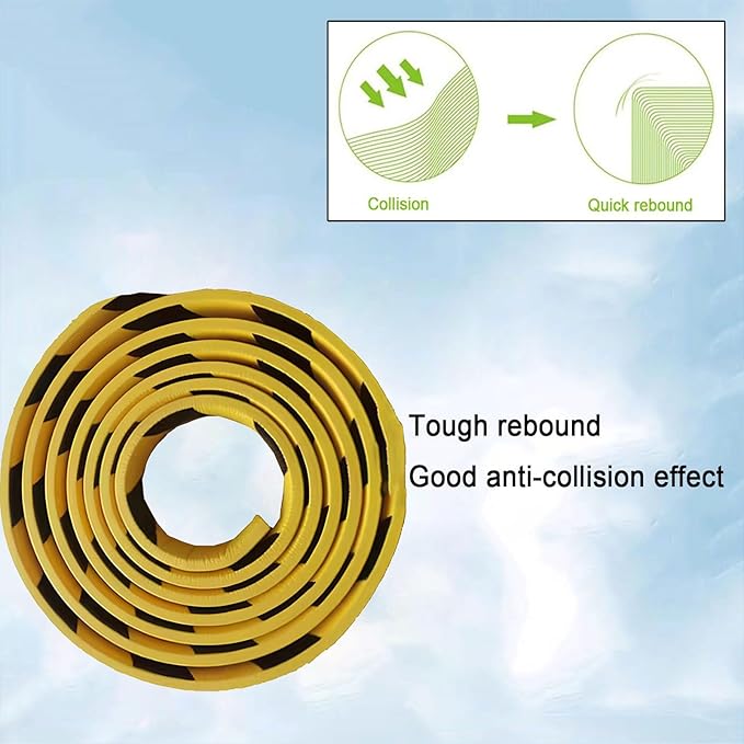 Heavy Duty Wall & Corner Guards 5m Corrugated Self-Adhesive NBR Rubber Protection with Yellow/Black Stripes for Parking Columns & Garage Safety(5PCS,10 cm)
