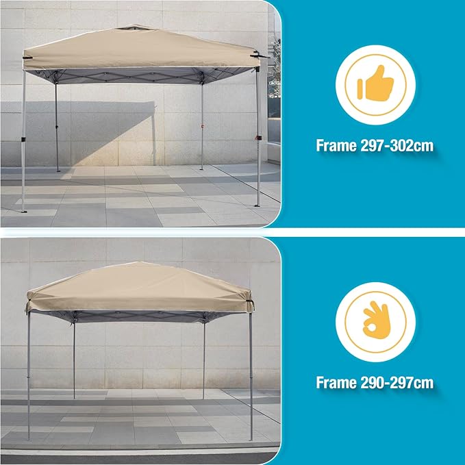 10x10 Canopy Replacement Top Cover with Air Vents for ez up Pop up Canopy Gazebo Tent with Adjustable Straps, Waterproof & Anti-UV for Outdoor Shade (Frame Not Included) (Beige)