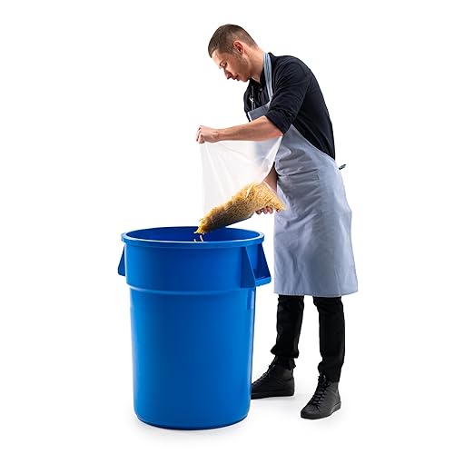PRO&Family Commercial Round Trash Can, Ingredient Bin, Heavy-Duty Plastic, Anti-Static, Kitchen, Office, Outdoor Use (Blue, 44 Gallon)