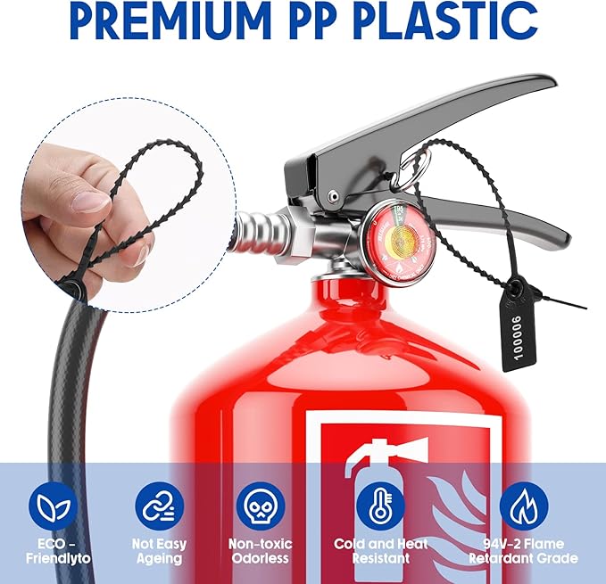 1000 Pcs Plastic Tamper Seals Fire Extinguisher Tags Security Tags Seals Safety Numbered Zip Ties Labels Safety Disposable Self Locking Signage 250 mm Length (Black)