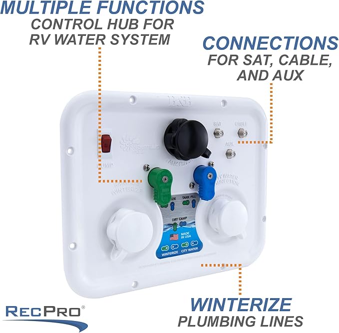 RecPro RV Water Management Panel | Nautilus P2.5 | 7-Function City-Water Fill (Yes, Include Install Kit) | Made in USA