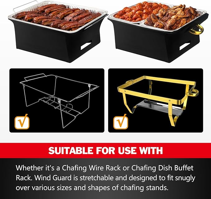 Chafer Wind Guard 4-Pack, Flame Retardant Fabric Cover for Buffet Food Warmers, Catering Events