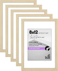 Americanflat 8x12 Picture Frame with Polished Plexiglass - Set of 5 - Use as 6x8 Frame with Mat or Display 8x12 Photo Without Mat - Galleria Collection - Picture Frames for Wall Display - Natural Oak