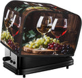 Toaster Cover 2 Slice Red Wine Glass Grapes Waterproof Appliance Cover with Hang Loop Bread Baker Toaster Cover for Kitchen