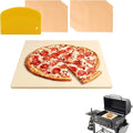 15x12 Inch Rectangle Pizza Stone for Oven and Grill, 0.6" Thick Heavy Duty Cordierite Bread Baking Stone for Crisp Pizza Cookies (With Scraper and Parchment Papers)