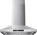 30 Inch Island Range Hood, 390 CFM kitchen Hood with Dual-Sided Touch/Gesture Control, Convertible Ducted/Ductless, Ceiling Mount, 3 Stainless Steel Baffle Filters, 3-Speed Fan
