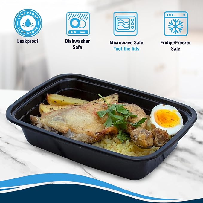 Ruthy's Outlet Square Food Storage W/Lids - Meal Prep Containers - Reusable, Stackable, 24 oz, 15 Pack