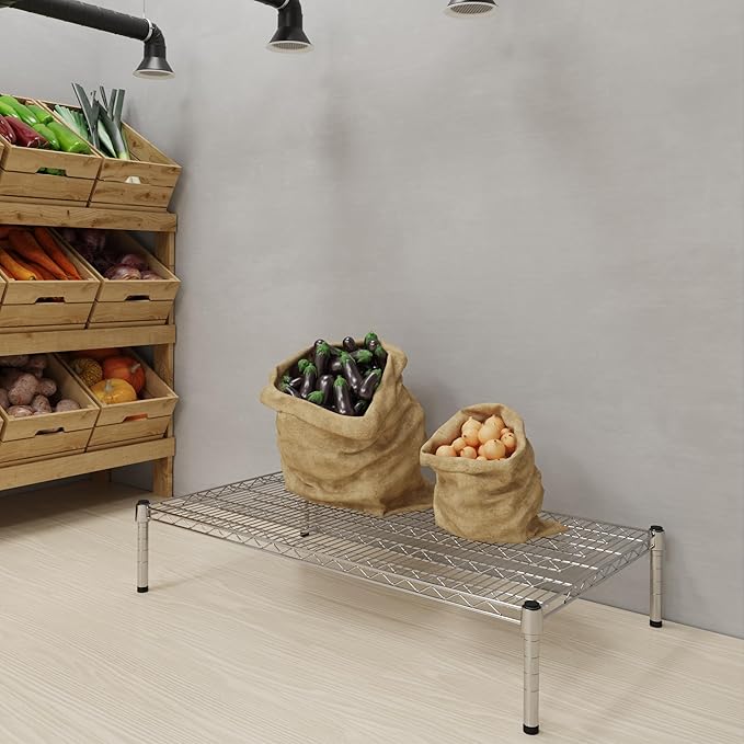 24''W x 42''L x 8''H Chrome Plated Wire Dunnage Rack | Off The Floor Storage
