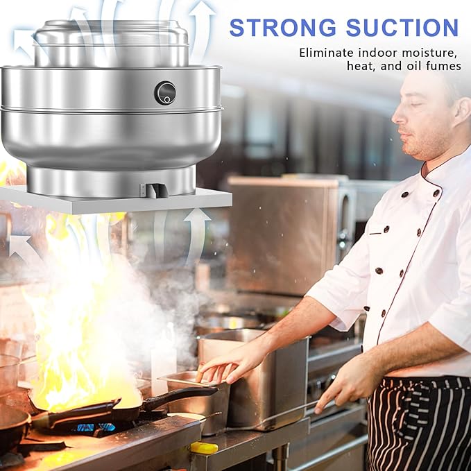 Restaurant Hood Grease Rated Exhaust Fan Food Truck Exhuast Fan Direct Drive Centrifugal Upblast Exhaust Fan 2HP 208-230V Single Phase Motor 6300 CFM, ETL Listed