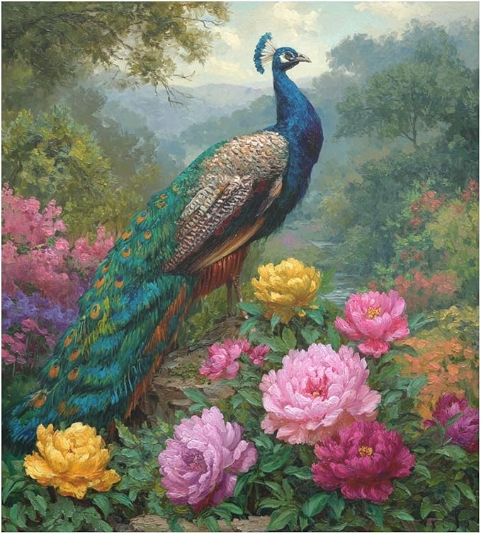 Peacock Flowers Garden Green Dishwasher Magnet Cover Front Door Magnetic Dishwasher Cover Decorative Refrigerator Magnet Covers Fridge Panel Decal for Kitchen Home, 23" x 26"