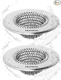 TRAPMATE 2 Pcs Kitchen Sink Drain Strainer, Stainless Steel Sink Strainer Basket with Easy Clean & Anti-Clog, Fits Garbage Disposal, Dishwasher Safe, Single & Double Bowl Sinks (Patented Product)