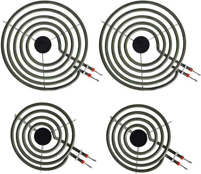 Upgraded MP22YA 4 Pack Electric Range Burner Element Unit Set, 2 x MP15YA 6" and 2 x MP21YA 8" Stove Burners Replacement for Kenmore Hardwick Maytag Norge Whirlpool Electric Range Stove Parts