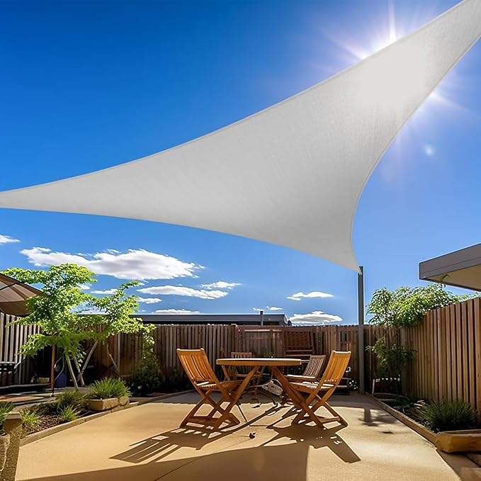 Amagenix Sun Shade Sail 12'X12'X12' Curved Edge Outdoor Shade Canopy Light Grey Breathable 95% UV Block Shade Cloth for Patio Garden Backyard (We Make Custom Size)