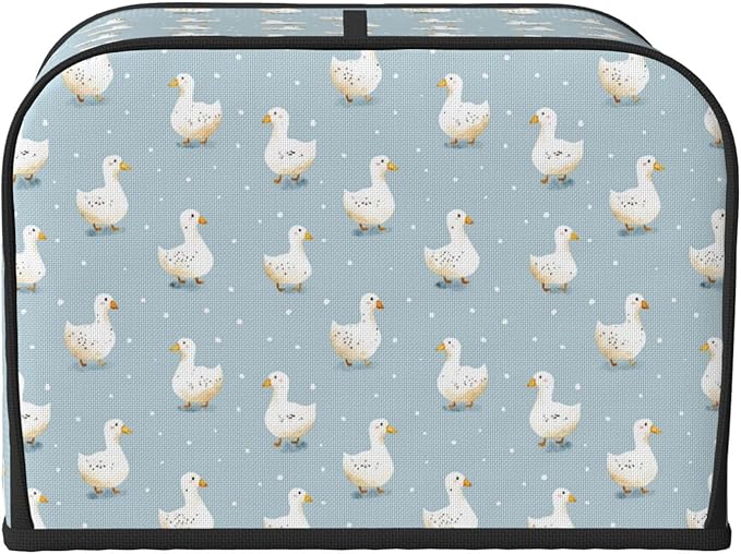 4 Slice Toaster Cover for Kitchen Geese Pattern Pastel Waterproof and Dustproof Toaster Dust Cover with Side Pockets Decorative Universal Cover for Wide Slot Toasters and Small Appliances
