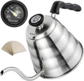 Pour Over Coffee Maker, 1.2L/40oz, Stainless Steel Gooseneck Kettle with Thermometer and 40pcs Filter Papers