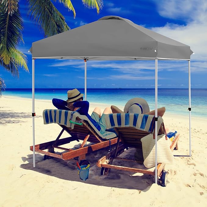Tangkula Outdoor Pop-up Canopy Tent, 6.6 x 6.6 FT Height Adjustable Commercial Instant Canopy w/Portable Roller Bag, 4 Weight Bags, Outdoor Camping Sun Shelter for Camping, Party