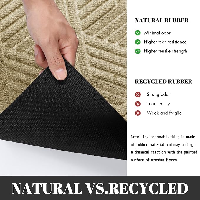 Yimobra Extra Large Door Mat 60x36, All-Season Waterproof Outdoor Mats for Front Door Entrance with Drainage Holes, Heavy Duty Non-Slip Doormat for Garage Patio Entryway Indoor, Beige