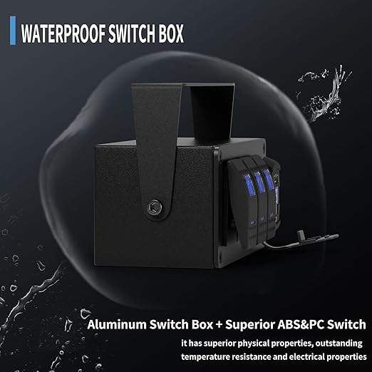 Joinfworld 3 Gang Marine Rocker Switch Panel 12V Rocker Switch Box SPST ON/Off with Dual USB Outlet PD Type C & QC 3.0 Car USB Port and LED Voltmeter for Boat Marine Automotive Car Truck RV UTV