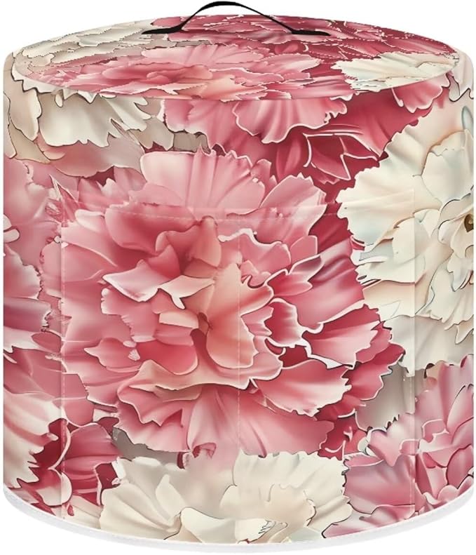 Pink Flower Dust Cover Instant Pot and Extra Accessories Dust Proof Easy to Clean Pressure Cooker Cover Electric Appliance Cover Air Fryer Accessories with Storage Pocket Size M