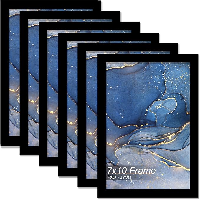 7x10 Picture Frame Set of 6, Black Frame for 7 x 10 Inch Picture Poster Photo, Light Weight and High Transparent 7 by 10 Frame for Wall - 6 Pack/Black/7"x10"