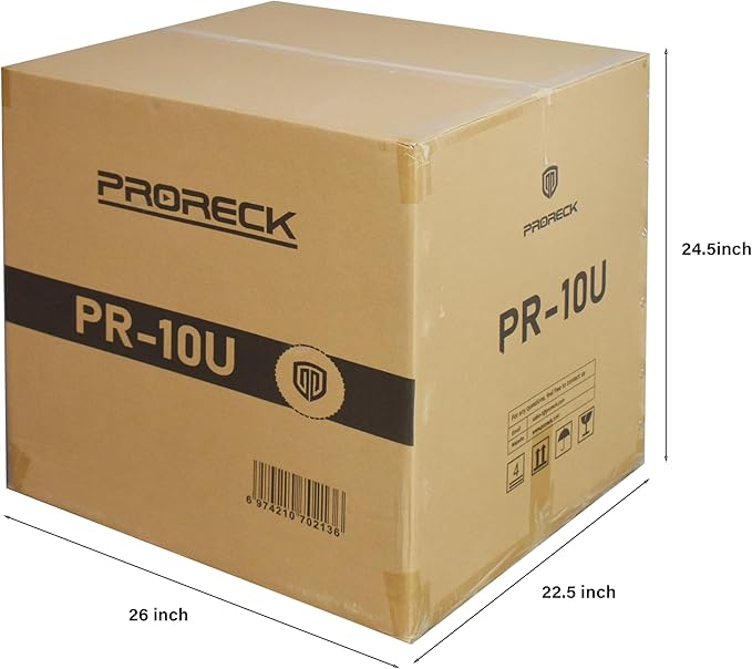 PRORECK 10U Rack/Road Case With Slant Mixer Top, And Casters, 20'' Rackable Depth, Plywood, 10U Installation Size, Pro Stage Performance.