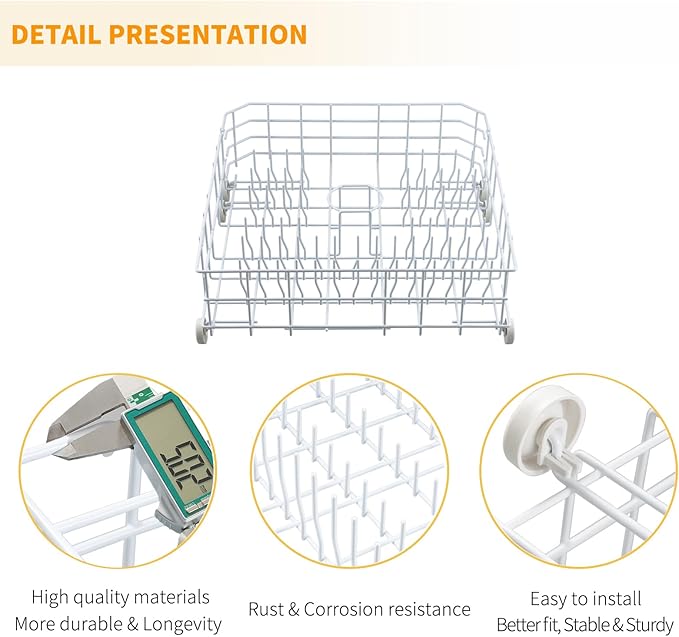 Allstare WD28X31819 WD28X10284 Dishwasher Lower Rack Replacement Parts for GE Dishwasher Parts Lower Dishrack Assembly with Wheels ADW1100N10WW GSD2100V55BB GE Dishwasher Bottom Rack