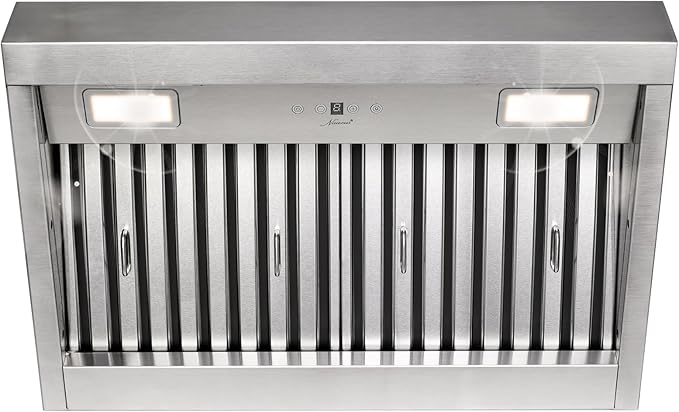Range hood, 30 Inch Range Hood Insert with 600 CFM Powerful Suction, Ultra Quiet Ducted Stainless Steel Kitchen Stove Vent Hood with Dimmable LED Lights, Timer, 4-Speed Touch Control