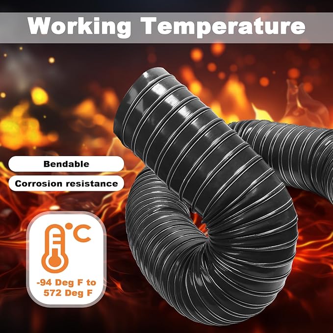 NOWBALL 1.5in Automotive Air Duct Hose, Length 3 Meter-10ft, 1.5" Silicone Flexible Cooling Ducting, 38mm High Heat Brake Exhaust Hose for Car, Garage, Dryer Air System Black