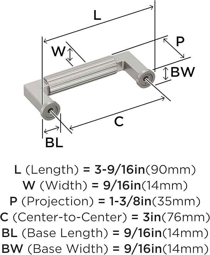 Amerock Ballard 3 inch (76mm) Center-to-Center Satin Nickel Cabinet Pull, BP37642G10