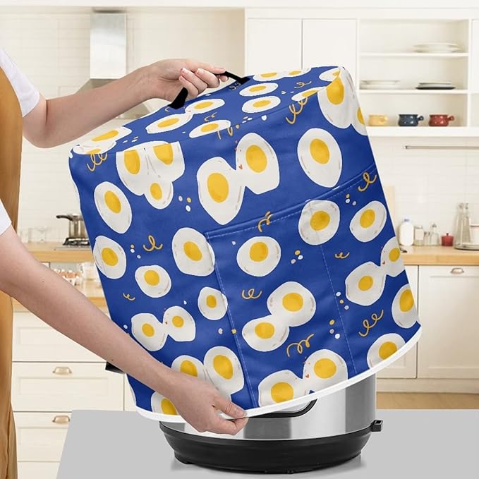Flashideas Cute Egg Yolk Pressure Cooker Cover for Women Dust Protection Insulated Rice Cooker Cover with Easy to Clean Lining Kitchen Appliances Dust Cover with Pockets for Instant Pot 6 Quart