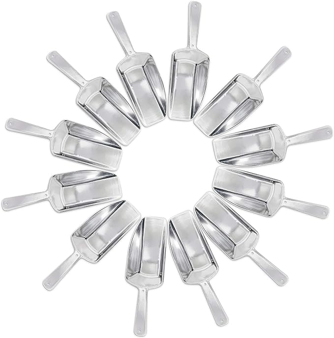 Super Z Outlet 5.5" Mini Acrylic Plastic Kitchen Scoops for Weddings, Candy Dessert Buffet, Ice Cream, Protein Powders, Coffee, Tea (Silver)