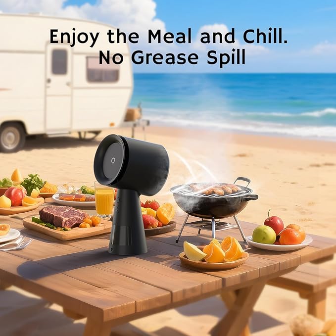 Airthereal Rechargeable Portable Range Hood, Desktop Range Hood with Battery Powered, 3-Fan Speeds and Large Oil Collection Cup, Upgraded Portable Kitchen Exhaust Fan for RV Cooking, RH180B Black