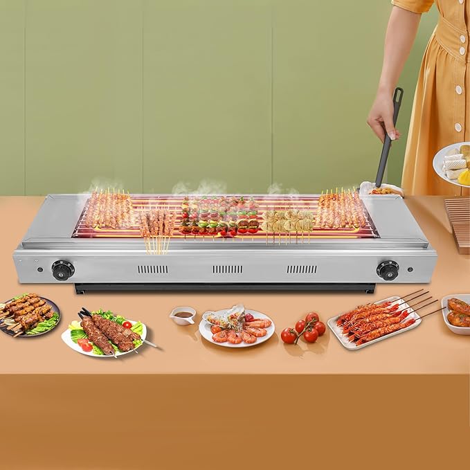 Electric Portable Barbecue Grill, Electric Grill Indoor Grill, 3KW Double-head Temperature-controlled Barbecue Oven, for Barbecues, Parties, Decks, Large Cooking Area