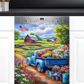 Dishwasher Magnet Cover American Flag Flower Truck Front Dishwasher Cover Decoration Reusable Magnetic Door Cover Panel Decal Home Appliances Stickers Kitchen Refrigerator Fridge 23"x26"
