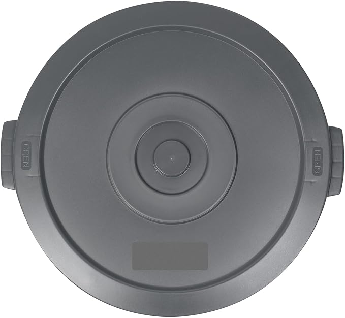Restaurantware-LID ONLY: RW Clean Waste Container Lid, 1 Round Trash Can Cover - Waste Bin Sold Separately, For 20 Gallon Dustbin, Built-In Handle, Gray Plastic Garbage Can Cover, Heavy-Duty