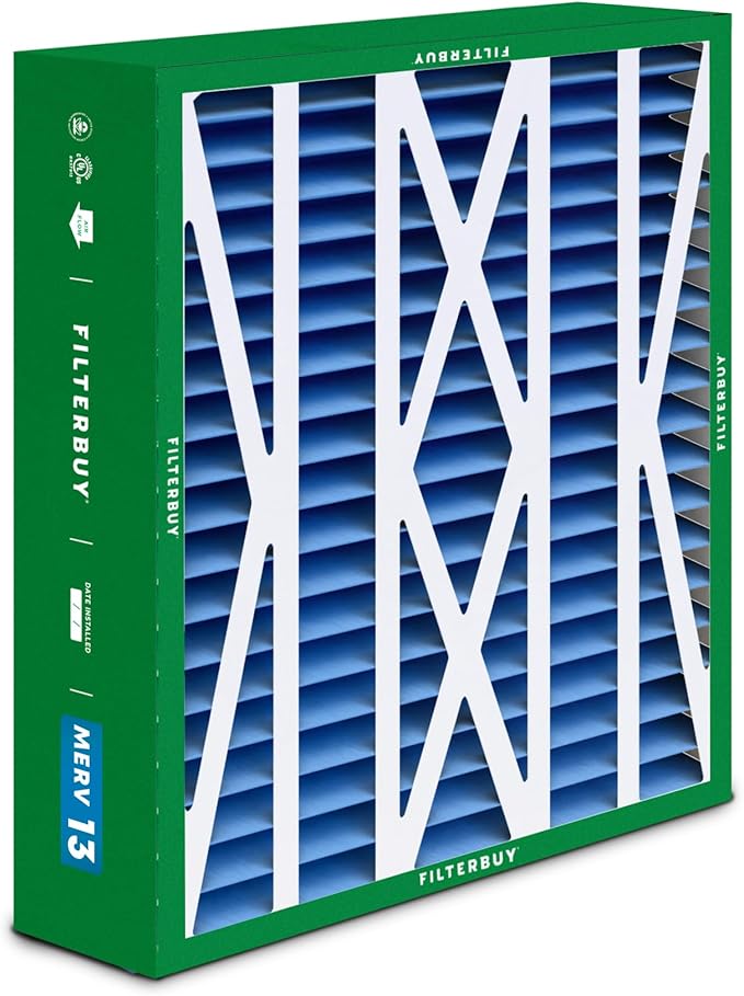 Filterbuy 20x23x5 Air Filter MERV 13 Optimal Smoke & Allergy Defense (2-Pack), Pleated HVAC AC Furnace Filters for Bryant, Carrier, BDP, Day & Night, and Payne (Actual Size: 19.81 x 22.56 x 4.25)